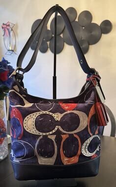 Coach Legacy Heritage Signature C Print Duffle bag in navy